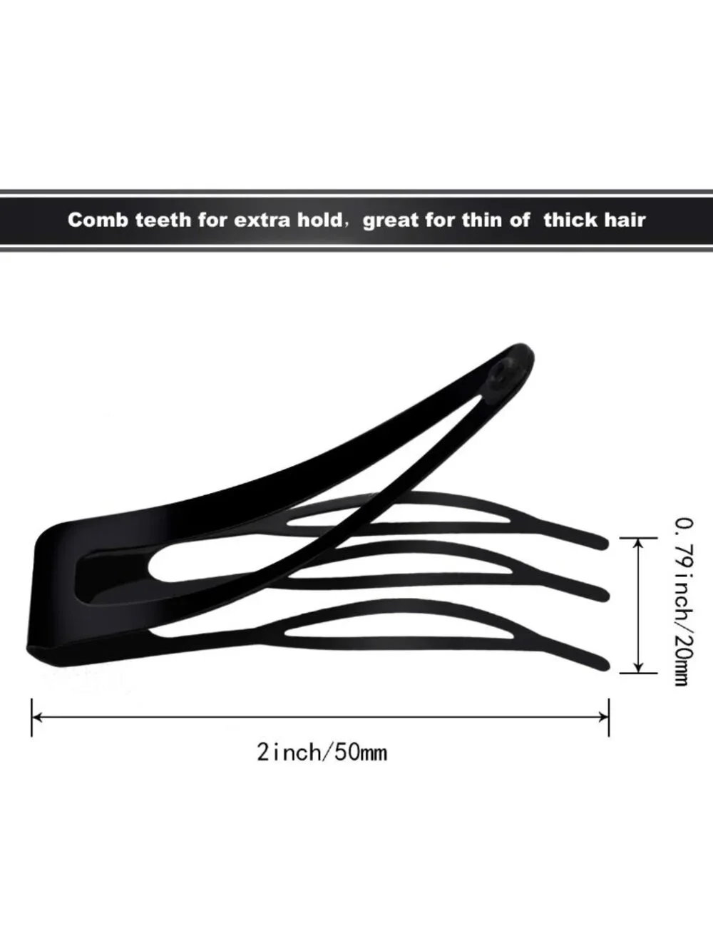 24 Pcs Black Double Grip Metal Snap Hair Clips - 2 Inch Durable & Stylish